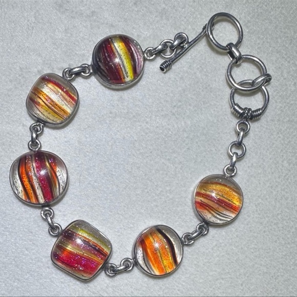 Jewelry - OOAK Vintage Sterling Silver 925 Art Glass Bracelet